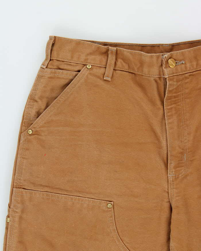 Vintage Carhartt B01 BRN Made In USA Firm Duck Double-Front Loose Fit Carpenter Trousers - W34 L30