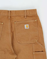 Vintage Carhartt B01 BRN Made In USA Firm Duck Double-Front Loose Fit Carpenter Trousers - W34 L30