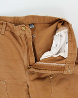 Vintage Carhartt B01 BRN Made In USA Firm Duck Double-Front Loose Fit Carpenter Trousers - W34 L30