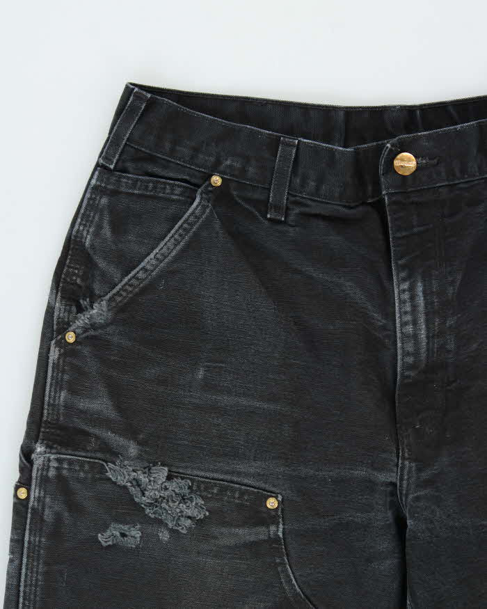 Vintage Carhartt B01 BLK Made In USA Firm Duck Double-Front Distressed Loose Original Fit Carpenter Trousers - W34 L29