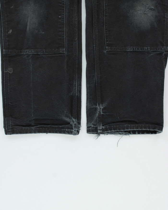 Vintage Carhartt B01 BLK Made In USA Firm Duck Double-Front Distressed Loose Original Fit Carpenter Trousers - W34 L29