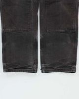 Vintage Carhartt B01 BLK Made In USA Firm Duck Double-Front Distressed Loose Fit Carpenter Trousers - W32 L30