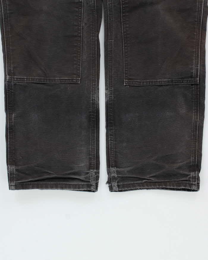Vintage Carhartt B01 BLK Made In USA Firm Duck Double-Front Distressed Loose Fit Carpenter Trousers - W32 L30