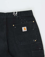 Vintage Carhartt B01 BLK Made In USA Firm Duck Double-Front Distressed Loose Original Fit Carpenter Trousers - W36 L30