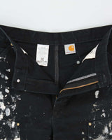 Vintage Carhartt B01 BLK Made In USA Firm Duck Double-Front Distressed Loose Original Fit Carpenter Trousers - W36 L30