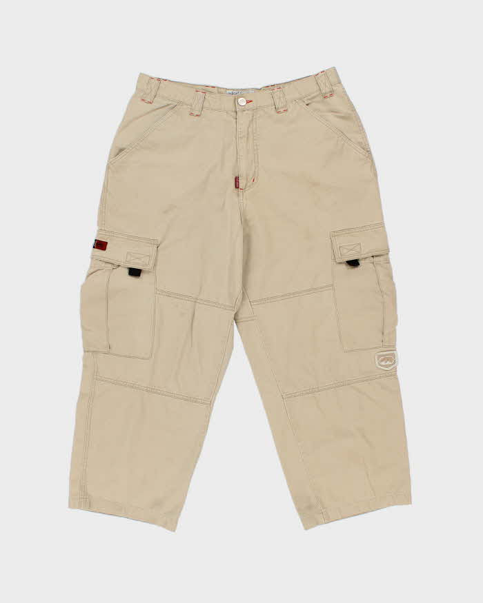 Vintage Y2K 00s Ecko UNLTD Khaki Heavyweight Canvas Wide Leg Cargo Trousers - W36 L26