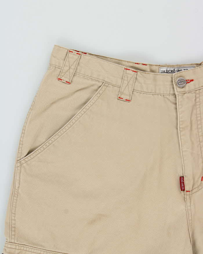 Vintage Y2K 00s Ecko UNLTD Khaki Heavyweight Canvas Wide Leg Cargo Trousers - W36 L26