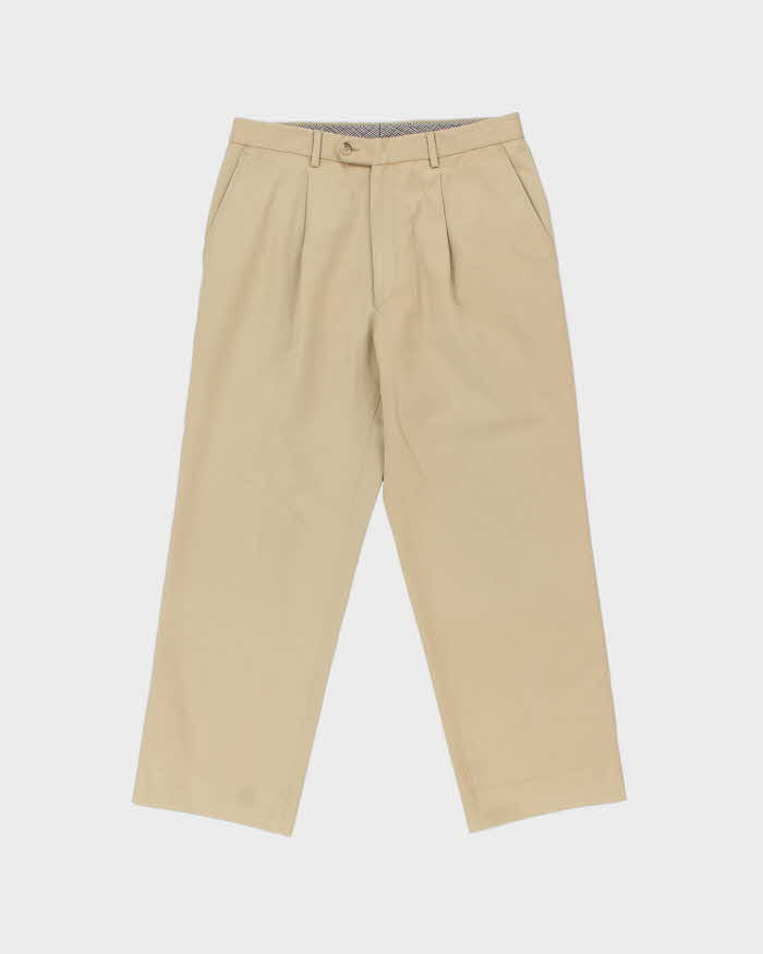 Vintage Y2K 00s Aquascutum Cotton Canvas Pleated Relaxed Fit Chino Trousers - W30 L27
