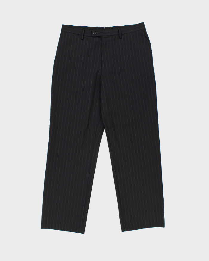 Vintage Y2K 00s Versace Collection Wool Pinstripe Wide Leg Suit Trousers - W34 L30