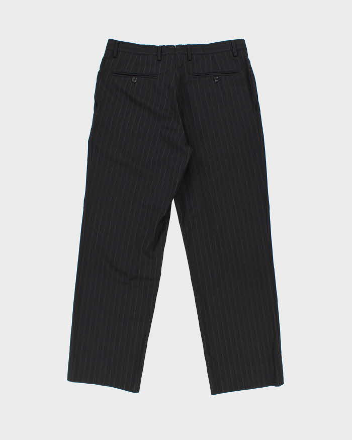 Vintage Y2K 00s Versace Collection Wool Pinstripe Wide Leg Suit Trousers - W34 L30
