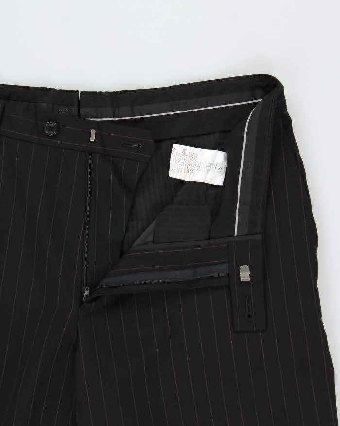 Vintage Y2K 00s Versace Collection Wool Pinstripe Wide Leg Suit Trousers - W34 L30