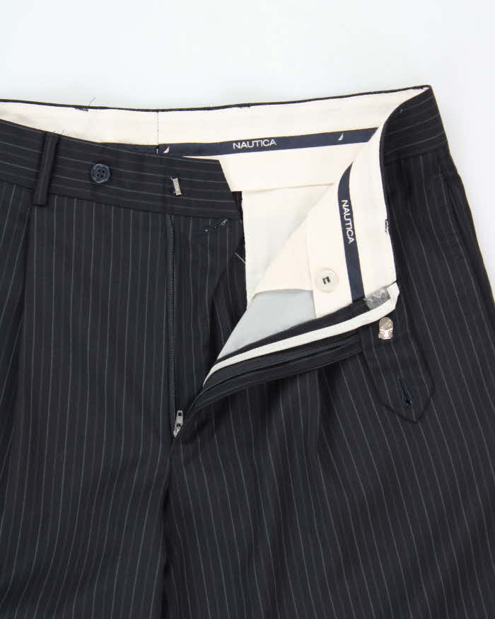 Vintage Y2K 00s Nautica Wool Blend Pleated Wide Leg Suit Trousers - W32 L30