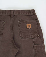 Vintage Carhartt B136 DKB Double Front Washed Duck Canvas Original Dungaree Fit Carpenter Trousers - W30 L28