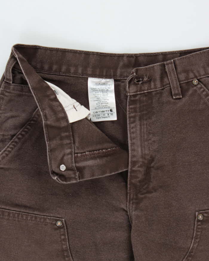 Vintage Carhartt B136 DKB Double Front Washed Duck Canvas Original Dungaree Fit Carpenter Trousers - W30 L28
