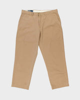 Vintage Y2K 00s Polo Ralph Lauren 'Preston Pant' Tan Relaxed Fit Chino Trousers - W38 L30