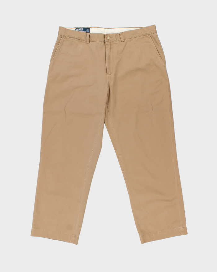 Vintage Y2K 00s Polo Ralph Lauren 'Preston Pant' Tan Relaxed Fit Chino Trousers - W38 L30