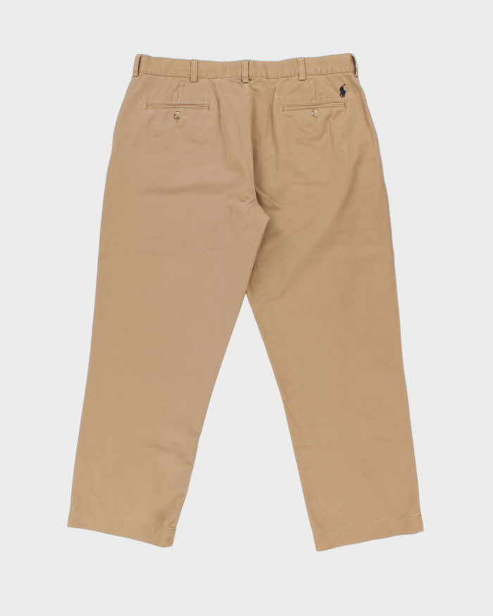 Vintage Y2K 00s Polo Ralph Lauren 'Preston Pant' Tan Relaxed Fit Chino Trousers - W38 L30