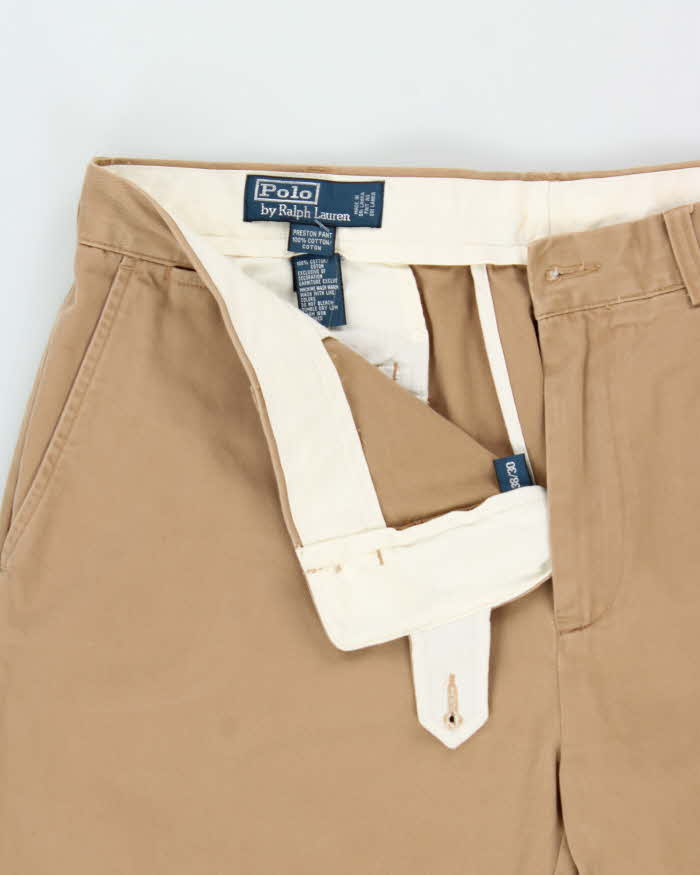 Vintage Y2K 00s Polo Ralph Lauren 'Preston Pant' Tan Relaxed Fit Chino Trousers - W38 L30