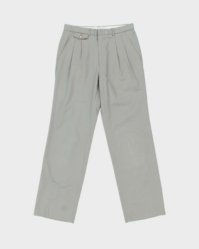 Vintage 1990s Gant Khaki Double Pleated Relaxed Straight Leg Suit Trousers - W29 L30