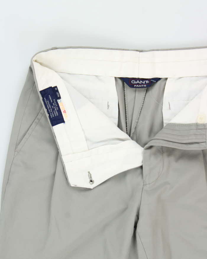 Vintage 1990s Gant Khaki Double Pleated Relaxed Straight Leg Suit Trousers - W29 L30