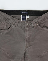 Vintage Y2K 00s Arc'teryx Khaki Grey Low Rise Cotton Canvas Relaxed Straight Leg Climbing Trousers - W34 L31