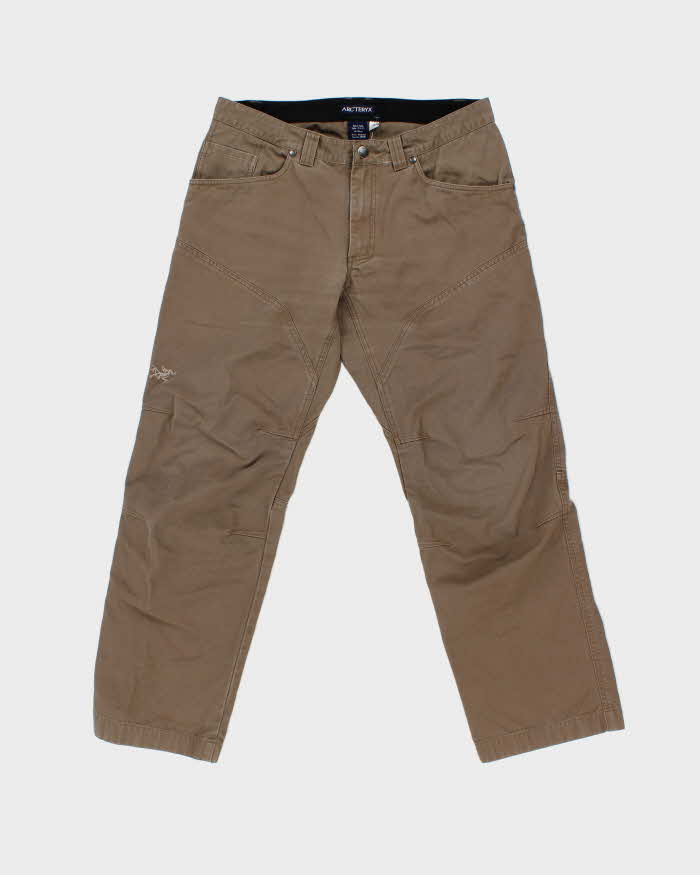 Vintage Y2K 00s Arc'teryx Brown Low Rise Cotton Canvas Relaxed Straight Leg Climbing Trousers - W34 L30