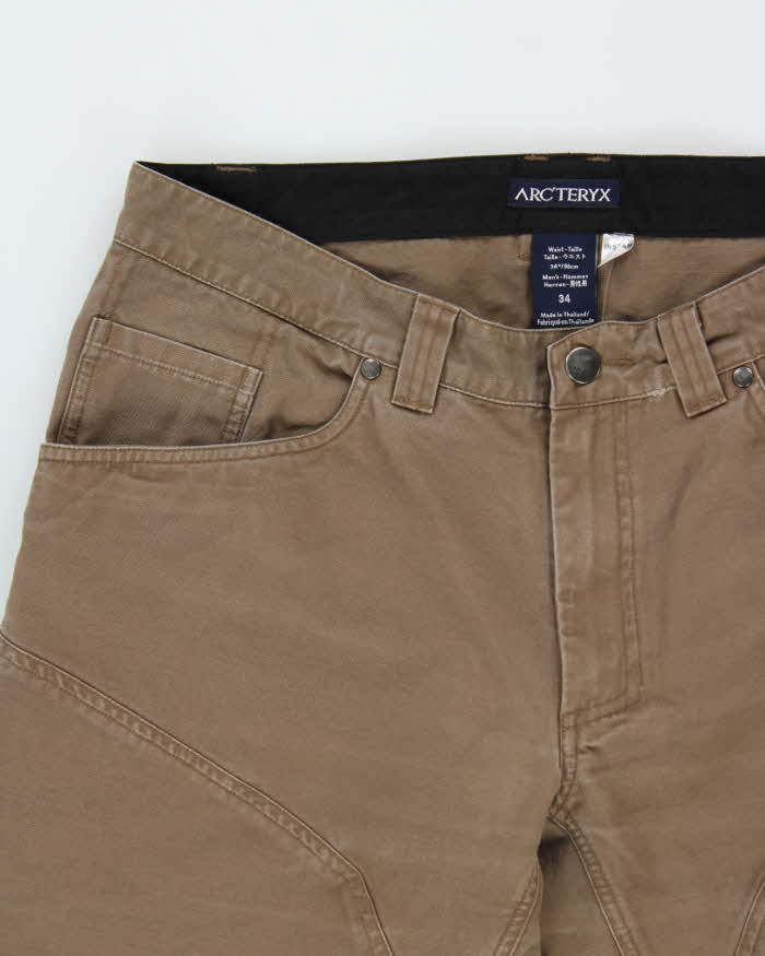 Vintage Y2K 00s Arc'teryx Brown Low Rise Cotton Canvas Relaxed Straight Leg Climbing Trousers - W34 L30