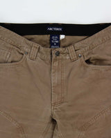 Vintage Y2K 00s Arc'teryx Brown Low Rise Cotton Canvas Relaxed Straight Leg Climbing Trousers - W34 L30