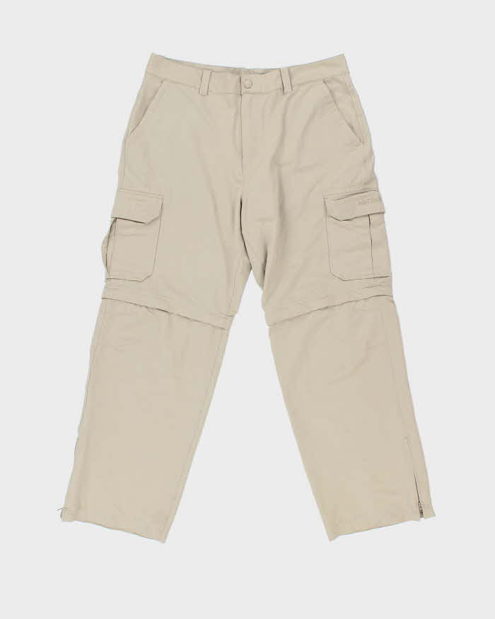 Vintage Y2K 00s Marmot Khaki Soft Shell Convertible Wide Leg Technical Outdoor Trousers - W34 L30