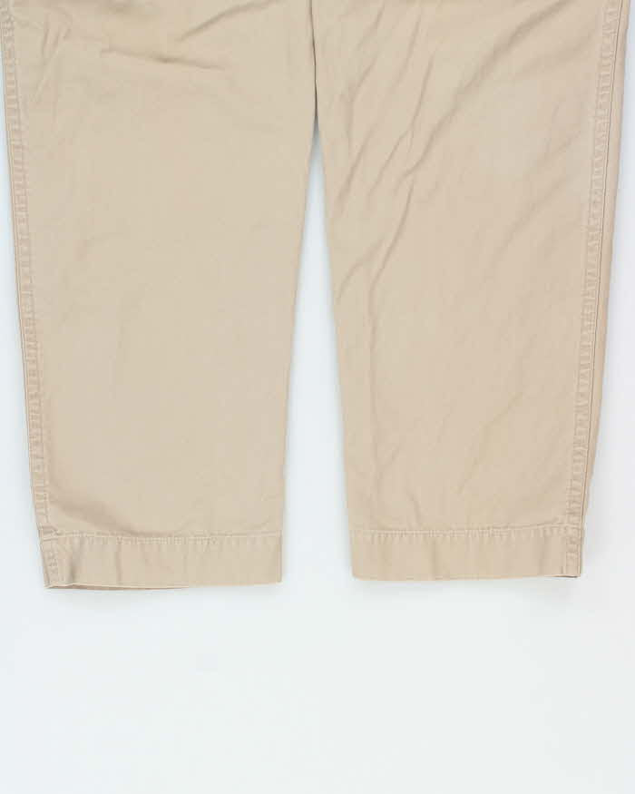 Vintage Y2K 00s Eddie Bauer Khaki Heavyweight Canvas Relaxed Utility Fit Cargo Trousers - W33 L34