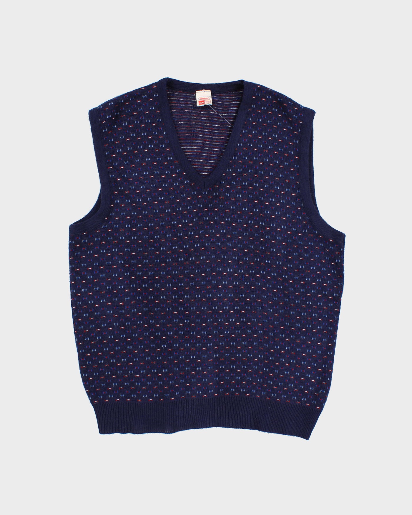 Mens Navy Blue Knit Pattern Vest - M