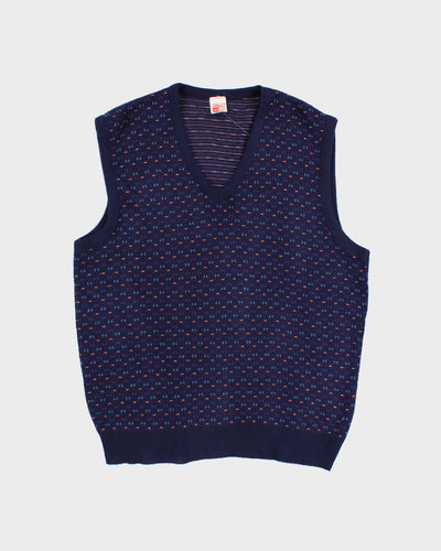 Mens Navy Blue Knit Pattern Vest - M