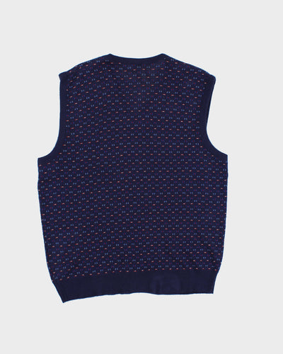 Mens Navy Blue Knit Pattern Vest - M