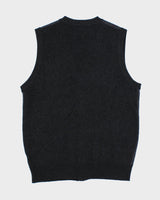 Mens Grey Plaid Button Up Knit Country Vest - M