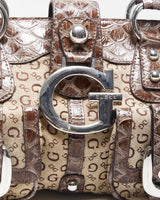 Vintage Y2k 2000s Guess Monogram Faux Croc Handbag