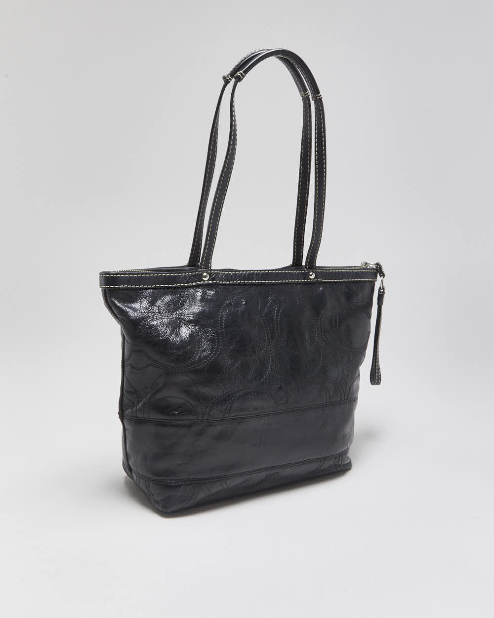 Vintage Y2k 2000s Coach Signature Stitch Patent Leather Tote