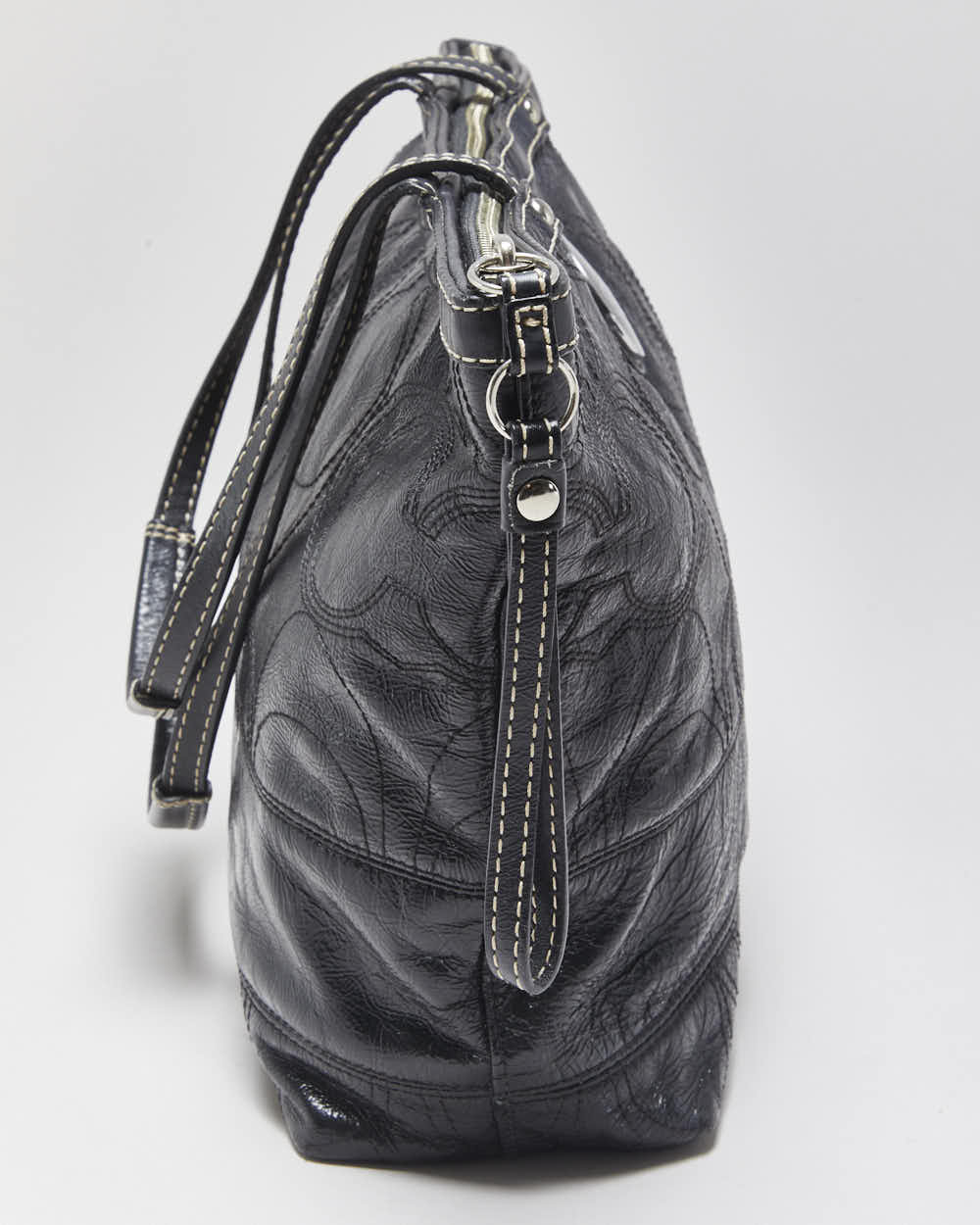 Vintage Y2k 2000s Coach Signature Stitch Patent Leather Tote