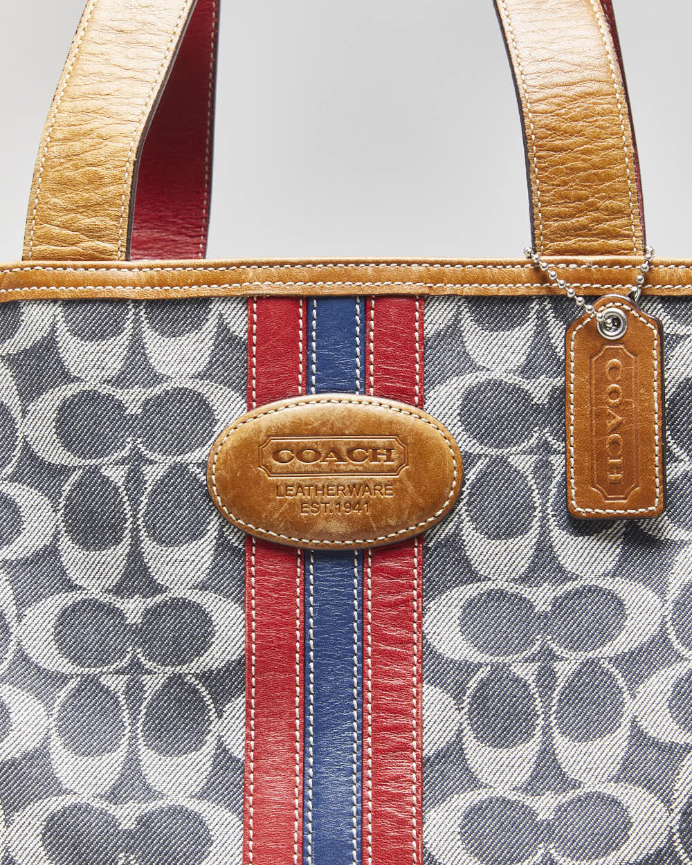 Vintage Y2k 2000s Coach Signature Denim Tote