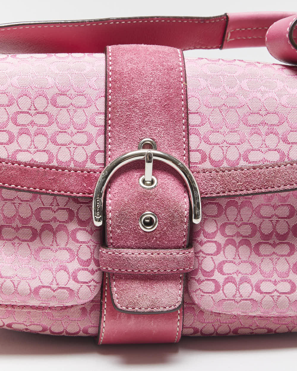 Vintage Y2k 2000s Coach Signature Soho Double Pocket Buckle Shoulder Bag