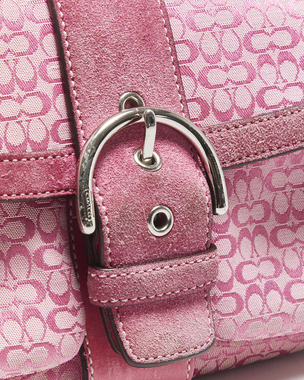Vintage Y2k 2000s Coach Signature Soho Double Pocket Buckle Shoulder Bag