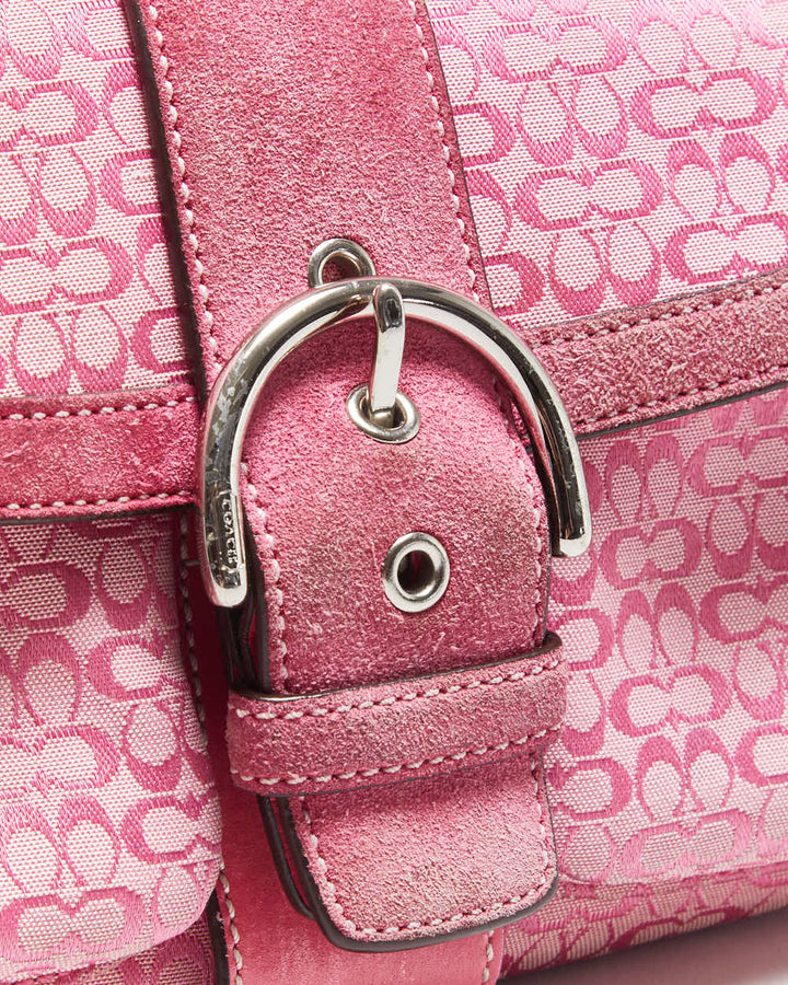 Vintage Y2k 2000s Coach Signature Soho Double Pocket Buckle Shoulder Bag