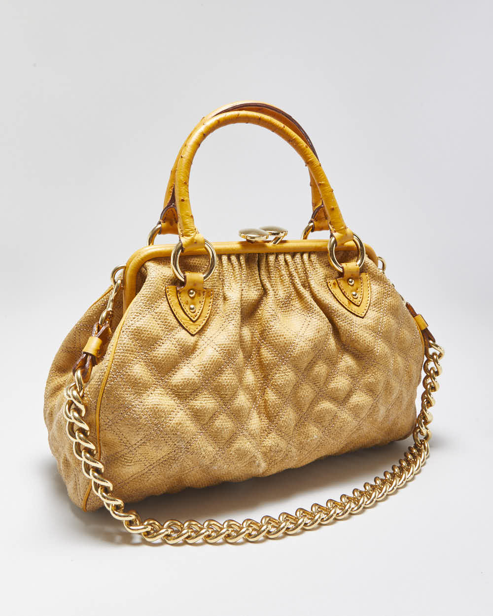 Vintage 2005 Marc Jacobs Ostritch Leather Stam Satchel Handbag