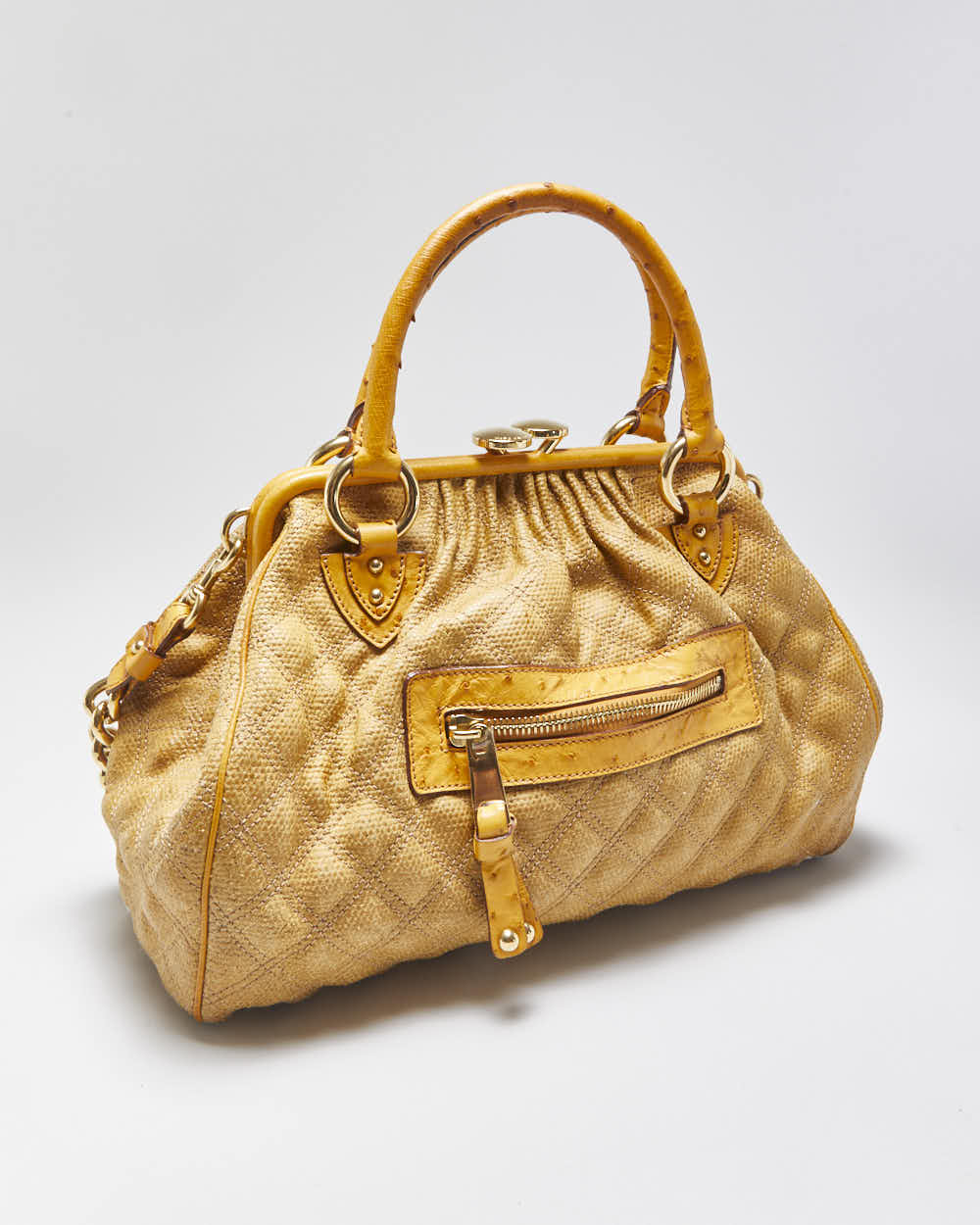 Vintage 2005 Marc Jacobs Ostritch Leather Stam Satchel Handbag