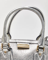 Vintage Burberry Gladstone Metallic Leather Sactchel Handbag