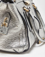 Vintage Burberry Gladstone Metallic Leather Sactchel Handbag