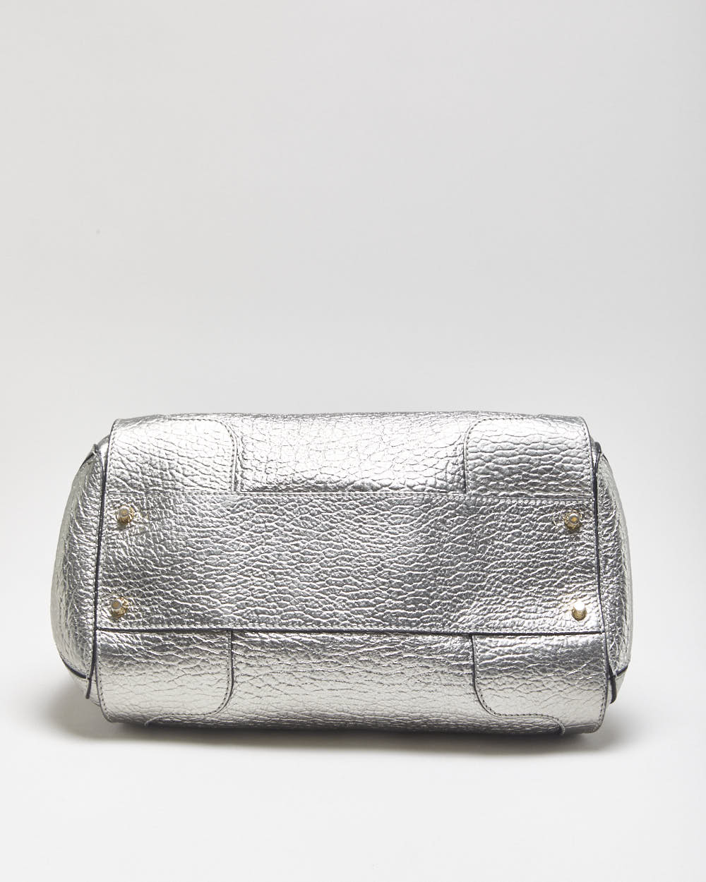 Vintage Burberry Gladstone Metallic Leather Sactchel Handbag
