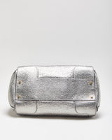 Vintage Burberry Gladstone Metallic Leather Sactchel Handbag