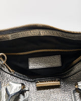 Vintage Burberry Gladstone Metallic Leather Sactchel Handbag