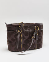 Vintage Y2K 2000s Coach Signature Gallery Studded Tote Handbag