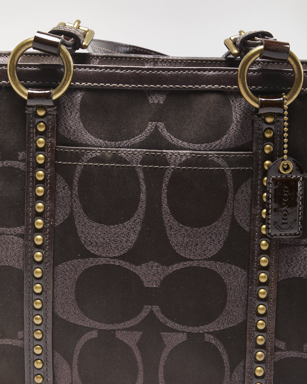 Vintage Y2K 2000s Coach Signature Gallery Studded Tote Handbag – Rokit